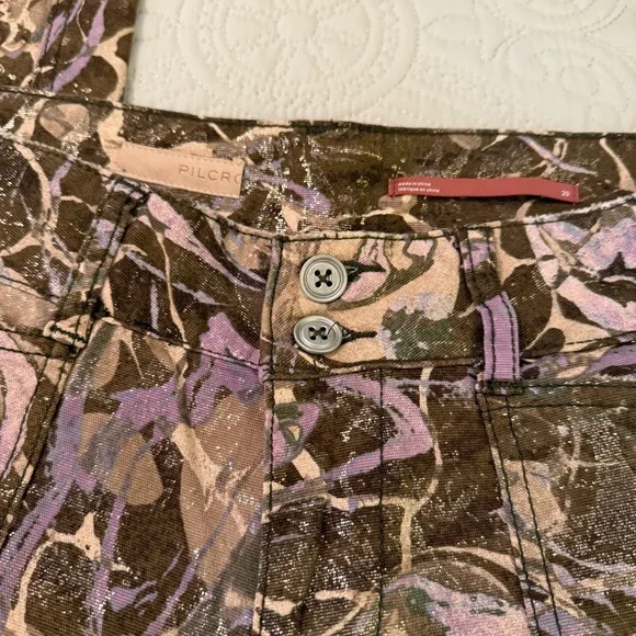 Anthropologie Pilcro The Wanderer Pants Jeans Metallic Gold Thread Design 29 - Picture 7 of 11